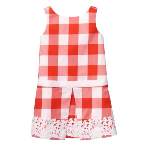 Janie and Jack Gingham Dress Lace Red White Baby Girl Size 18-24M - Picture 2 of 6